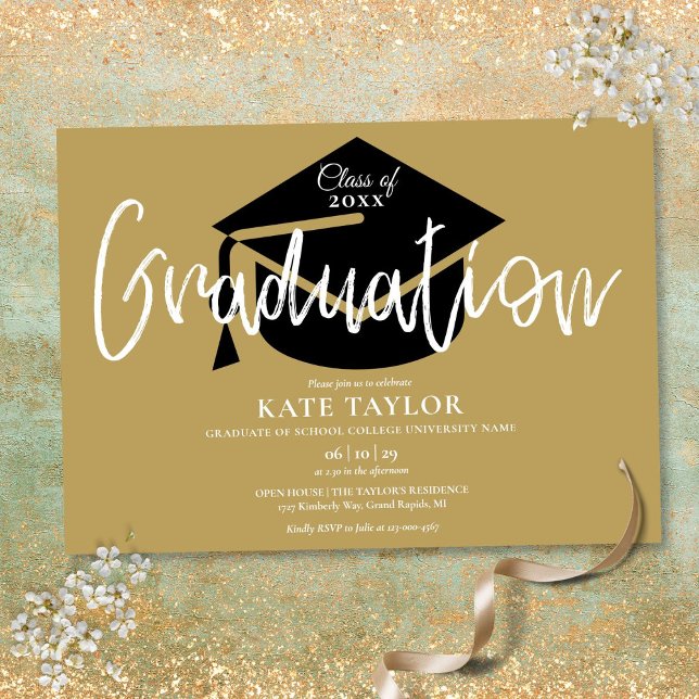 Gold- und Black Graduation Party Einladung (Gold And Black Graduation Party Invitation)
