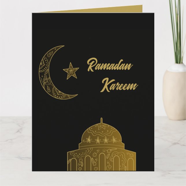 Gold und Black Happy Ramadan Kareem 2024 Karte (Vorderseite)
