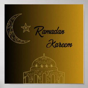 Gold und Black Happy Ramadan Kareem 2024 Poster