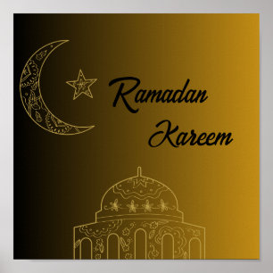 Gold und Black Happy Ramadan Kareem 2024 Poster