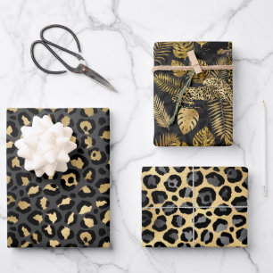 Gold und Black Leopard Geschenkpapier Set