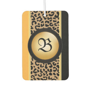 Gold und Black Leopard   Monogramm Autolufterfrischer