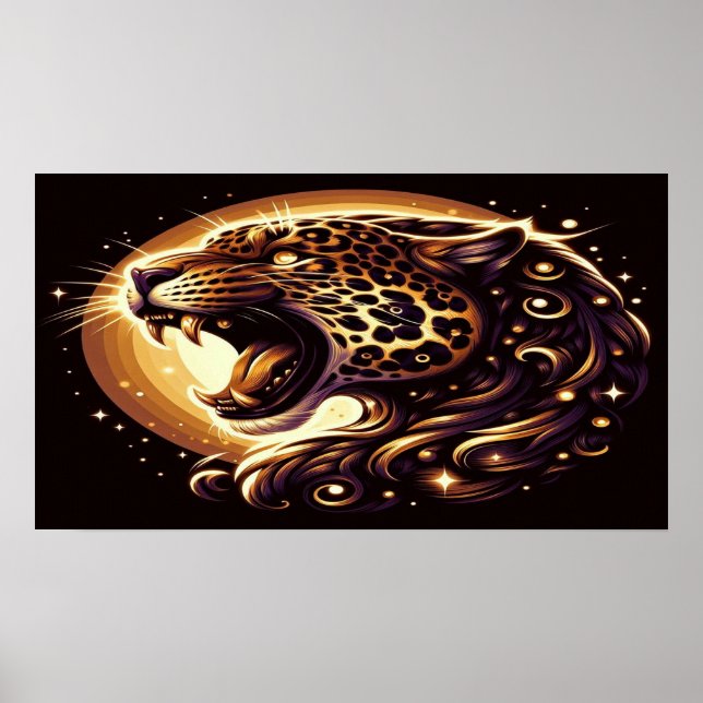 Gold- und Black Leopard-Wand oder Türplakat Poster (Vorne)