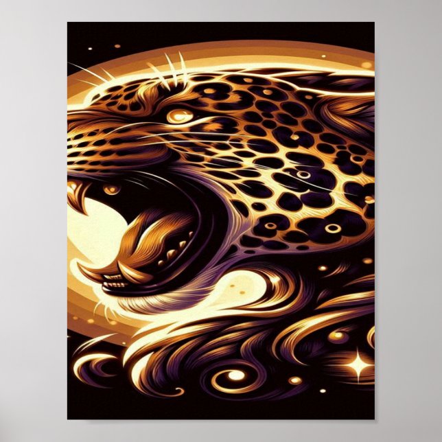 Gold- und Black Leopard-Wand oder Türplakat Poster (Vorne)
