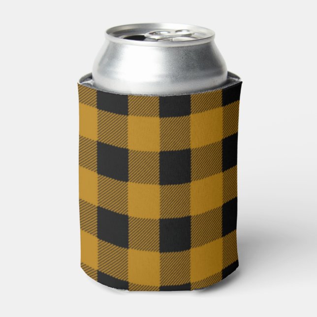 Gold und Black Lumberjack Kariert, Dose Cooler Dosenkühler (Kanne Vorderseite)