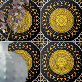 Gold und Black Luxurious Chic Oriental Medallion Fliese