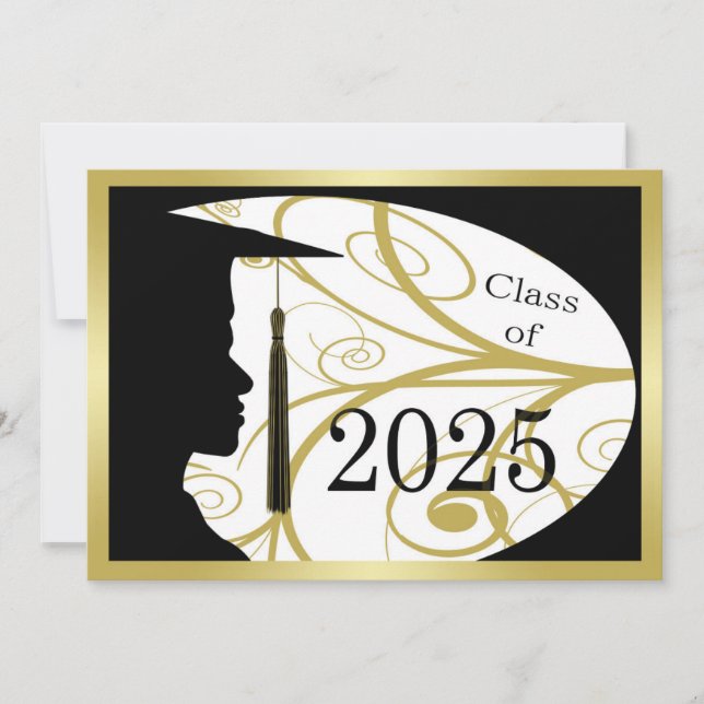 Gold und Black Man Silhouette 2025 Einladung (Vorderseite)