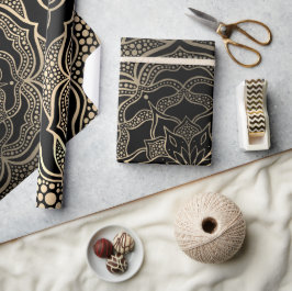 Gold und Black Mandala Kunst, Dichtung und Musik Geschenkpapier