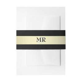 Gold und Black Monogram Wedly Bands Einladungsbanderole