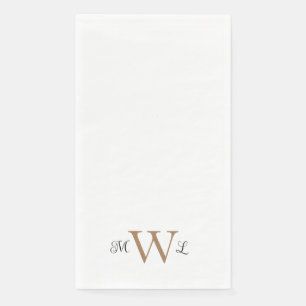 Gold und Black Monogram White-Elegante Hochzeit Serviette