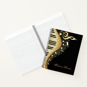 Gold- und Black-Musical-Tastatur Notizbuch