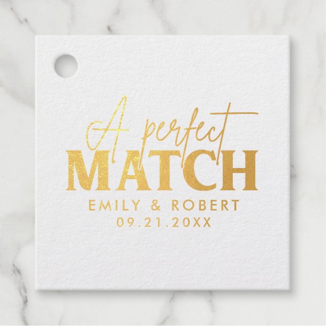 Gold und Black Perfect Match Wedding Gift Geschenkanhänger (Vorderseite)