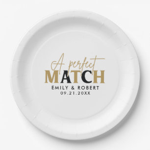 Gold und Black Perfect Match Wedding Gift Pappteller