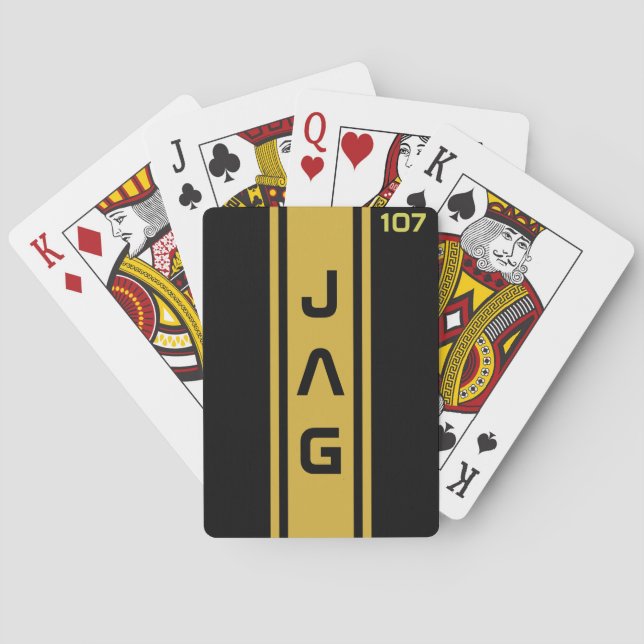 Gold- und Black Racing Stripes Playing Cards Spielkarten (Rückseite)