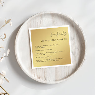 Gold und Black Script Fun Fakten Neuauflage Hochze Serviette