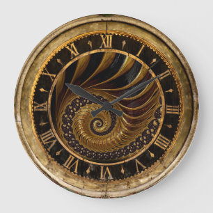 Gold- und Black-Spiral-Uhr Große Wanduhr