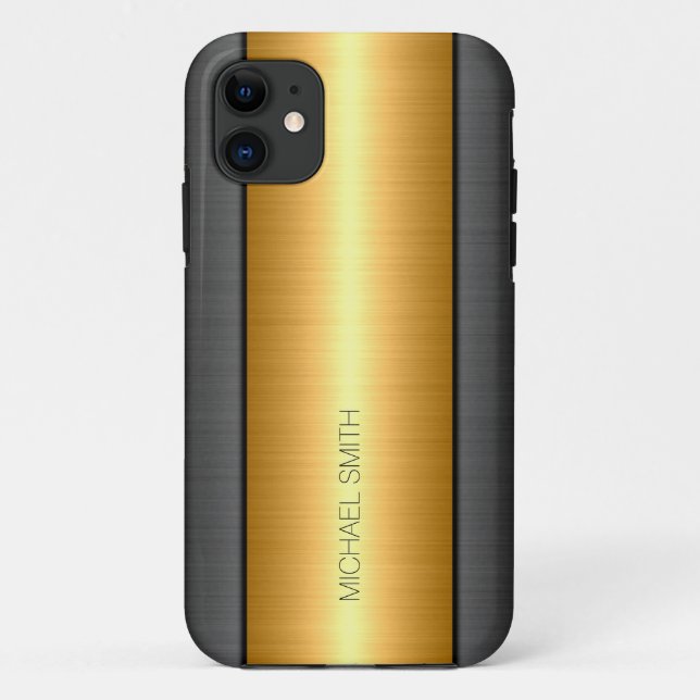 Gold und Black Stainless Steel Metal Case-Mate iPhone Hülle (Rückseite)