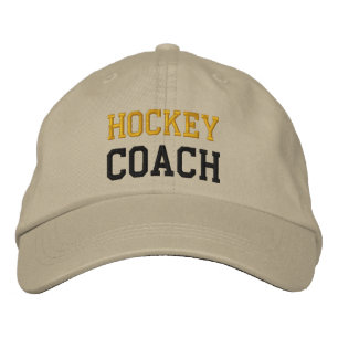 Gold- und Black Text Hockey Coach-Hut Bestickte Kappe