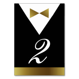 Gold- und Black Tuxedo-Tischnummern | Moderne Form Tischnummer