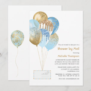 Gold und Blau Baby oder Brautparty per Post Einladung
