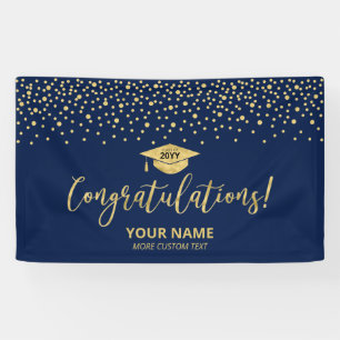 Gold- und Blau-Konfetti-Gratulations-Gratulationsf Banner