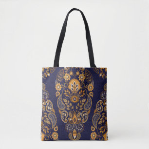 Gold und Blau, nahtlose Blumenmuster.