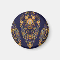 Gold und Blau, nahtlose Blumenmuster.