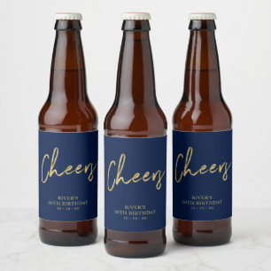 Gold- und Blau-Schriftzug Prost Erwachsenen-Geburt Bierflaschenetikett