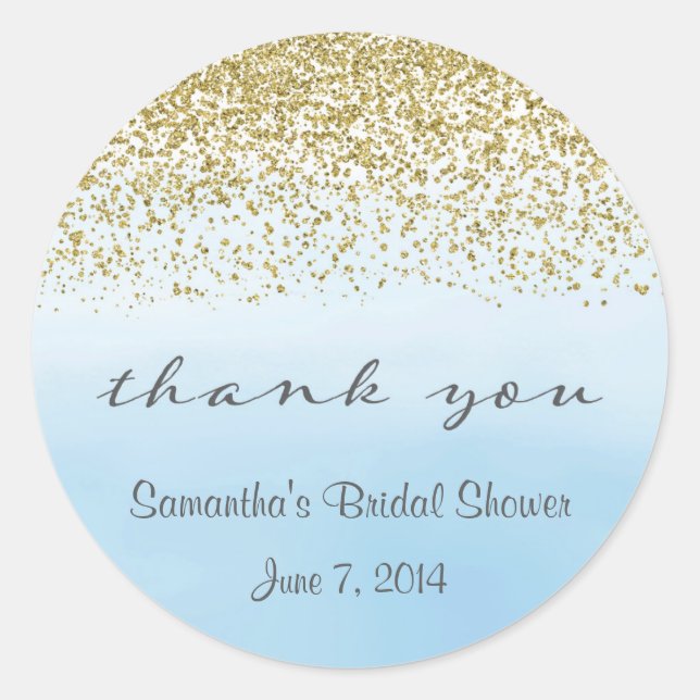 Gold und Blau Vielen Dank Stickers (Vorderseite)