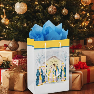 Gold und blau Weihnachtsgeschichte "O Heilige Nach Mittlere Geschenktüte