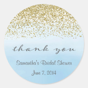 Gold- und Blaue Dankeschön-Aufkleber Runder Aufkleber