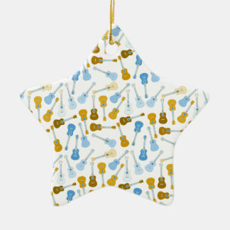 Gold und blaue Ukuleles Keramik Ornament