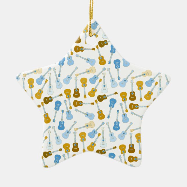 Gold und blaue Ukuleles Keramik Ornament (Vorne)