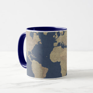 Gold und blaue Weltkarte Tasse