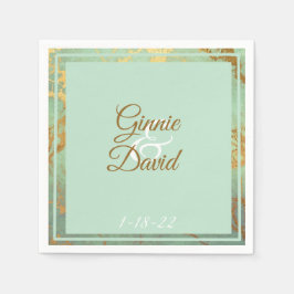 Gold und Blauer Marmorrahmen Hochzeit Napkin Serviette