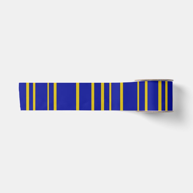 Gold und Blauer Streifen Satinband (Vorderseite)