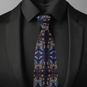 Gold- und Blauschmetterlingsmuster Krawatte