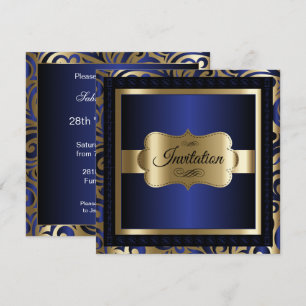 Gold- und Blauwirbel-Muster Party Vorlage