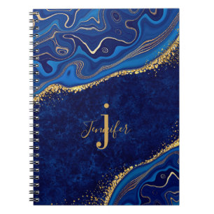 Gold und Blue Agate Modernes, elegantes Marmordesi Notizblock