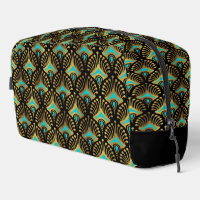 Gold und Blue Art Deco Muster Monogram Duffle Ba