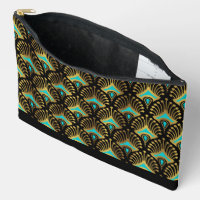 Gold und Blue Art Deco Muster Monogram Duffle Ba