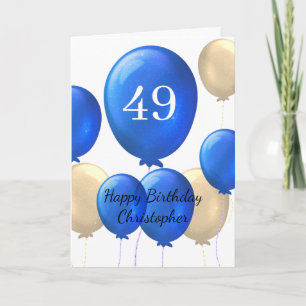 Gold und Blue Balloons 49. Geburtstagskarte Karte