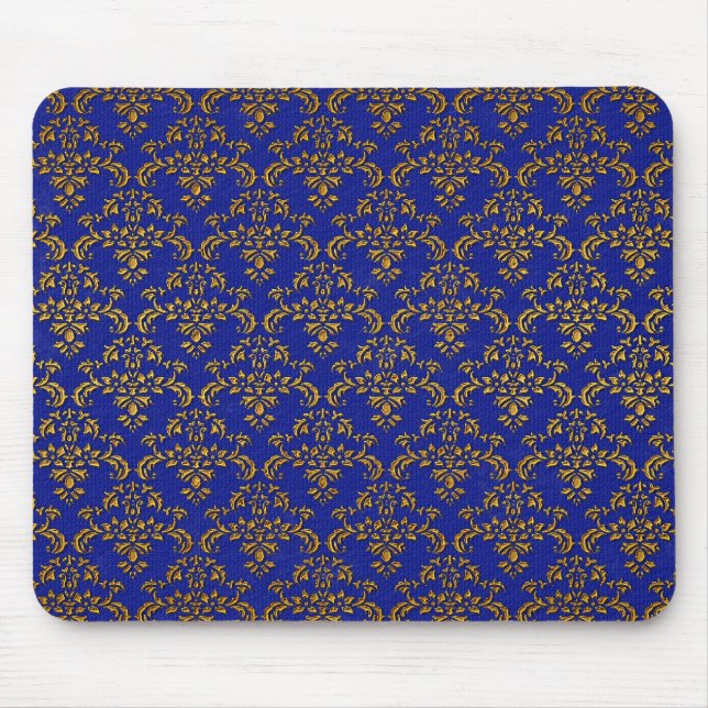Gold und Blue Damask Mousepad (Vorne)