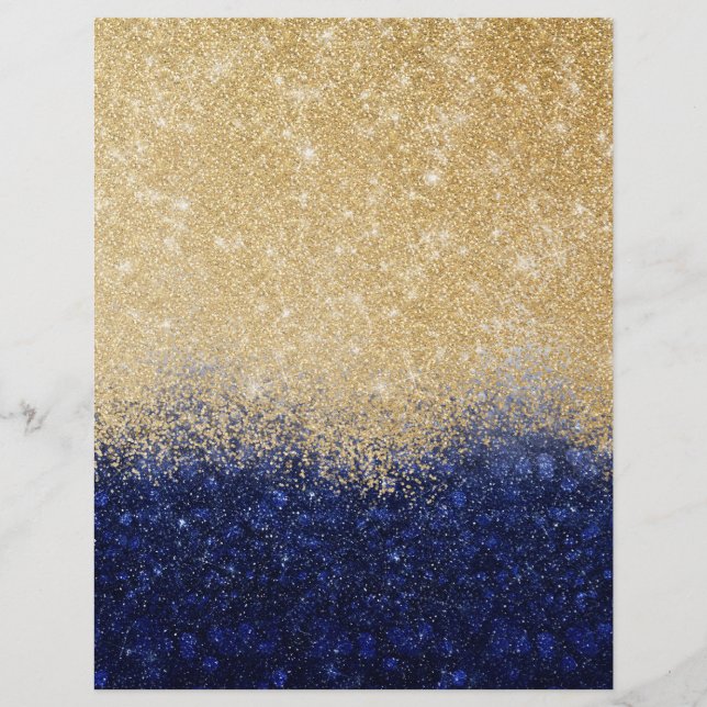 Gold und Blue Glitzer Ombre Luxury Design Briefbogen (Vorderseite)