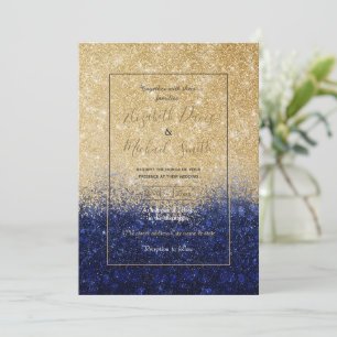 Gold und Blue Glitzer Ombre Luxury Design Einladung