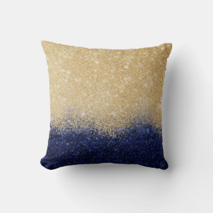 Gold und Blue Glitzer Ombre Luxury Design Kissen
