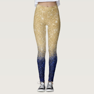 Gold und Blue Glitzer Ombre Luxury Design Leggings