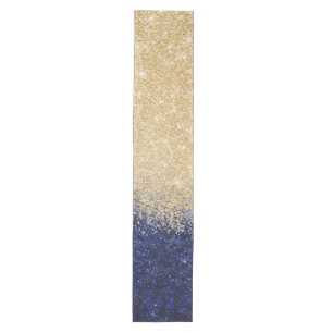 Gold und Blue Glitzer Ombre Luxury Design Mittelgroßer Tischläufer