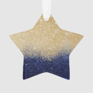 Gold und Blue Glitzer Ombre Luxury Design Ornament