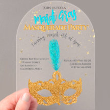 Gold und Blue Glitzern Mask Mardi Gras Party